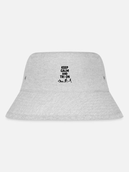 Bleib Ruhig und Tri On Triathlon Schwimmen Rad Laufen Triat - Stanley/Stella recycelter Bucket Hat - Grau meliert