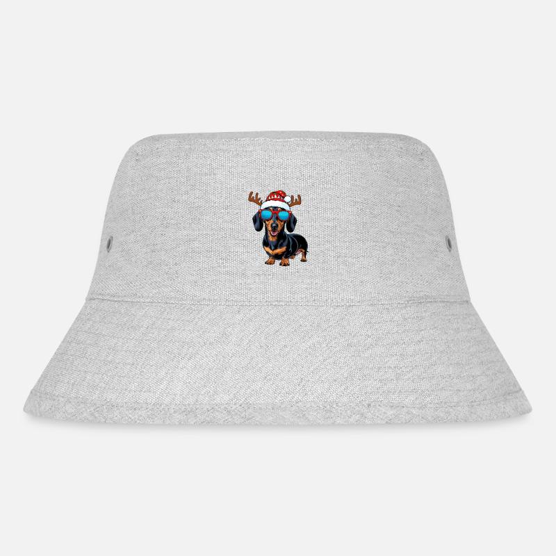 Weihnachts Dackel Hund - Stanley/Stella recycelter Bucket Hat - Grau meliert
