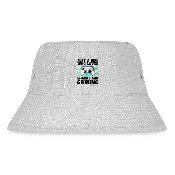 Gamer and Sharks: Video Games & Water Adventure - Stanley/Stella Recycled Bucket Hat - heather grey - Front