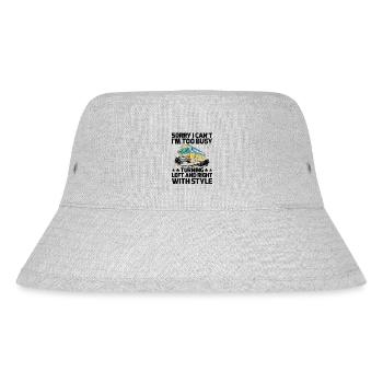 Sorry I Can't I'm Too Busy Turning Left And Right - Stanley/Stella Recycled Bucket Hat - heather grey - Front