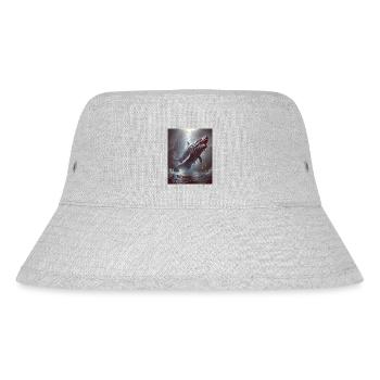 Bake-kujira Skeletal ghost whale gliding through m - Stanley/Stella Recycled Bucket Hat - heather grey - Front