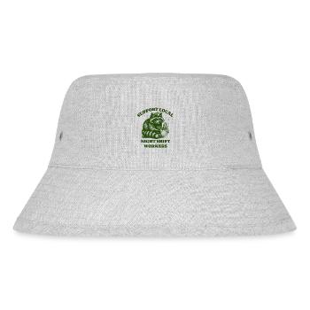 Support Local Night Shift Workers Funny Raccoon - Stanley/Stella Recycled Bucket Hat - heather grey - Front
