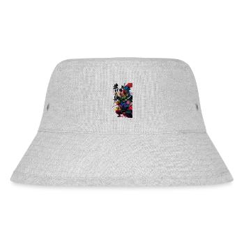 Cats Samurai Warrior Fantasy Art - Stanley/Stella Recycled Bucket Hat - heather grey - Front