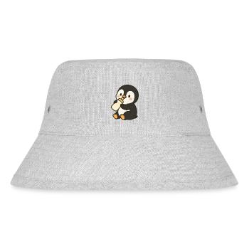 Fläschchen-Pinguin - Stanley/Stella recycelter Bucket Hat - Grau meliert - Vorne