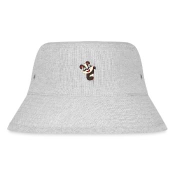 Cute panda looking out: Cartoon animal design - Stanley/Stella Recycled Bucket Hat - heather grey - Front