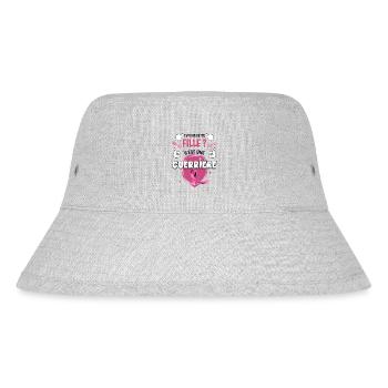 A Warrior October Breast Cancer Woman - Stanley/Stella Recycled Bucket Hat - heather grey - Front
