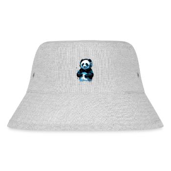 Blauer Panda am Musik hören - Stanley/Stella recycelter Bucket Hat - Grau meliert - Vorne