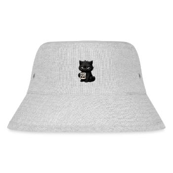 Chat Grognon Drôle Uh Nope Humour Introverti Noir - Stanley/Stella recycelter Bucket Hat - Grau meliert - Vorne