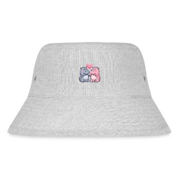 Nilpferd Comic Tier Paar Liebe - Stanley/Stella recycelter Bucket Hat - Grau meliert - Vorne