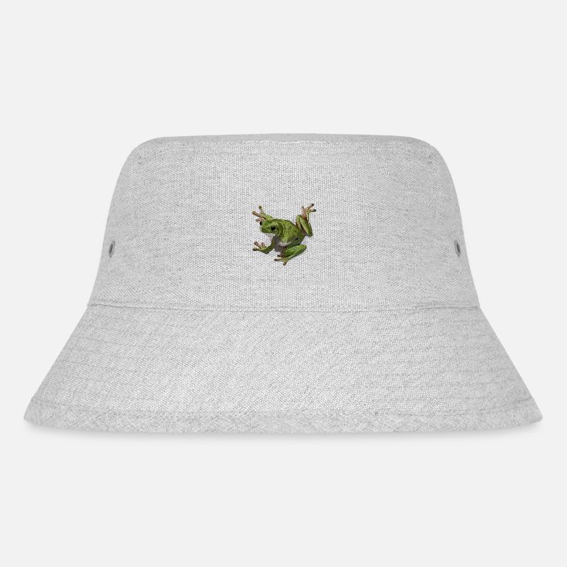 Weißer Laubfrosch - Stanley/Stella recycelter Bucket Hat - Grau meliert