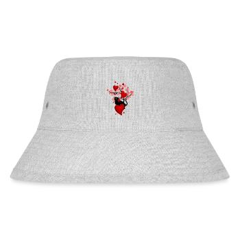 Black cat and hearts - Stanley/Stella Recycled Bucket Hat - heather grey - Front