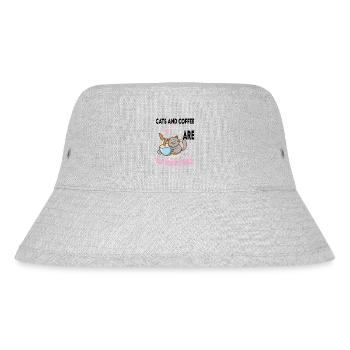 Katzen und Kaffee beste menschliche Freunde - Stanley/Stella recycelter Bucket Hat - Grau meliert - Vorne