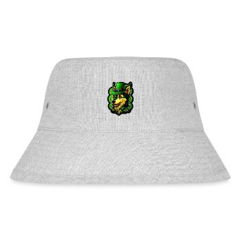 Cuddly Wolf St. Patrick's Day Hat with Green - Stanley/Stella Recycled Bucket Hat - heather grey - Front