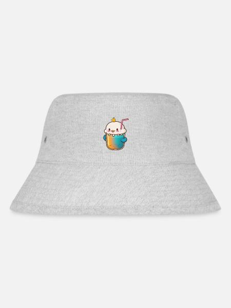 Kawaii Süßer Glücklicher Bunter Entenblasentee - Stanley/Stella recycelter Bucket Hat - Grau meliert