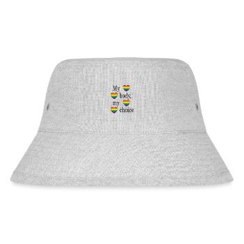 My body, my choice mit Regenbogenherz - Stanley/Stella recycelter Bucket Hat - Grau meliert - Vorne