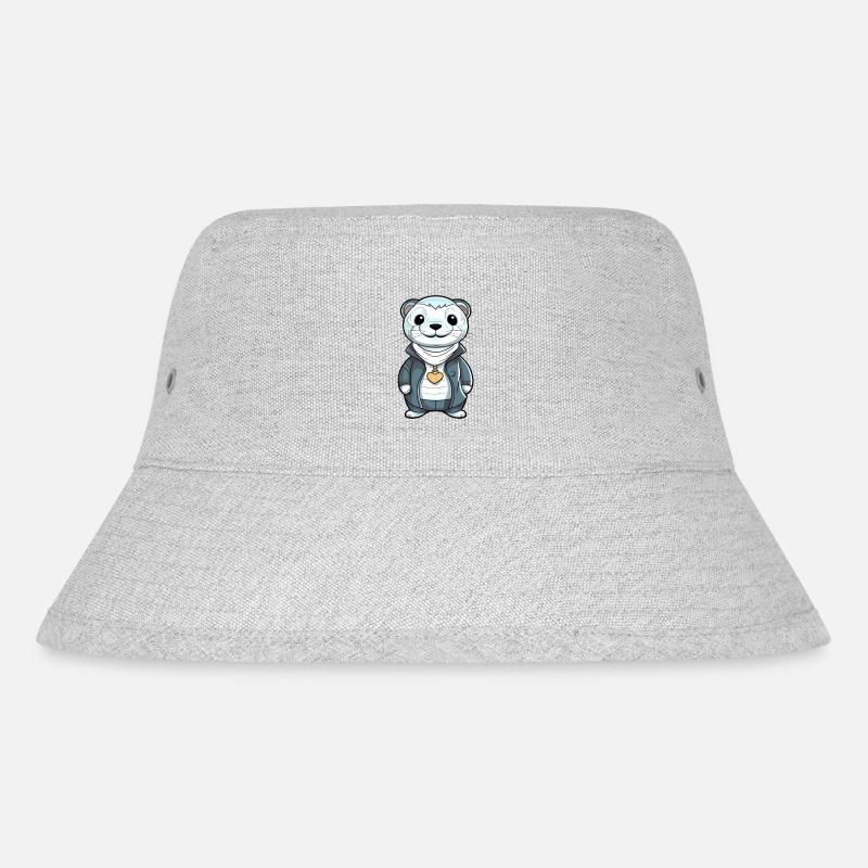 Otter mit Halskette - Stanley/Stella recycelter Bucket Hat - Grau meliert