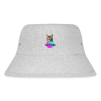 Katze mit Gesinnung, süße Katze, mit der man sich nicht anlegen kann - Stanley/Stella recycelter Bucket Hat - Grau meliert - Vorne