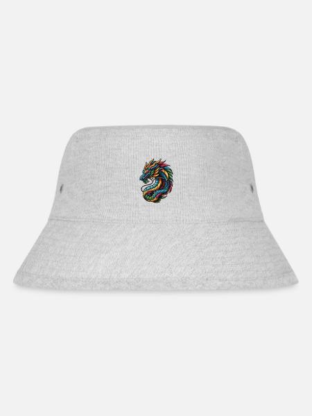 Farbenfroher chinesischer Drache - Stanley/Stella recycelter Bucket Hat - Grau meliert