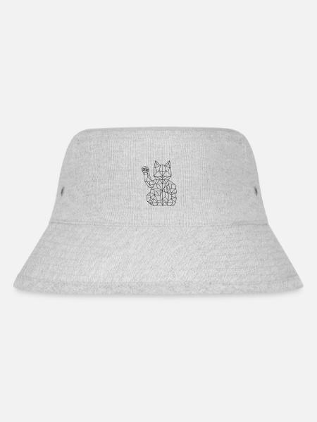 Fortune Cat Maneki-neko Polygon - Stanley/Stella Recycled Bucket Hat - heather grey