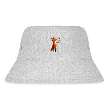 Fuchs mit Herz - Stanley/Stella recycelter Bucket Hat - Grau meliert - Vorne