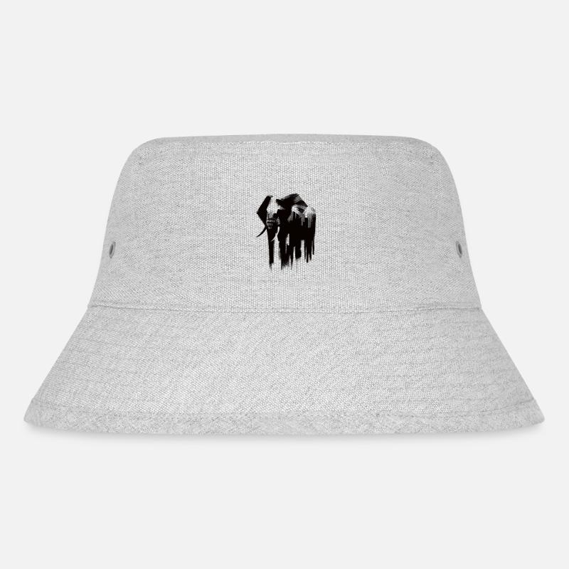 Elefant Kohlezeichnung - Stanley/Stella recycelter Bucket Hat - Grau meliert