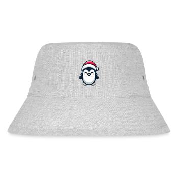 Pinguin mit Weihnachtsmütze - Stanley/Stella recycelter Bucket Hat - Grau meliert - Vorne