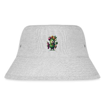 lustiges süß Monster mit Gemüse Einauge Gurke - Stanley/Stella recycelter Bucket Hat - Grau meliert - Vorne