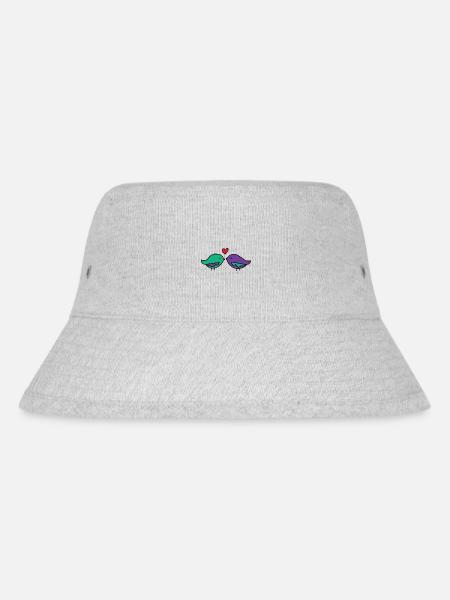 Valentines Tag küssende Vögel - Stanley/Stella recycelter Bucket Hat - Grau meliert