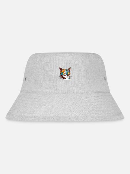 Victor the cat - Stanley/Stella Recycled Bucket Hat - heather grey
