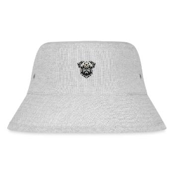 Mops Hund Geometrisch Geschenkidee - Stanley/Stella recycelter Bucket Hat - Grau meliert - Vorne