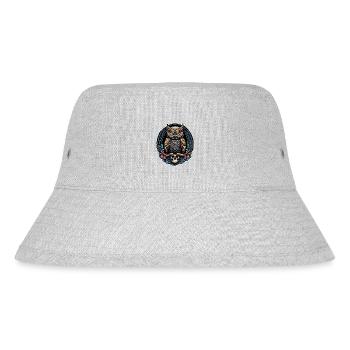 Decorative Owl with Skull and Rose Petals - Stanley/Stella Recycled Bucket Hat - heather grey - Front