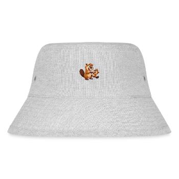 Beaver mother with child frolicking - Stanley/Stella Recycled Bucket Hat - heather grey - Front