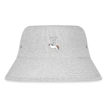 Ein Regenbogen laufendes Einhorn mit Spruch - Stanley/Stella recycelter Bucket Hat - Grau meliert - Vorne