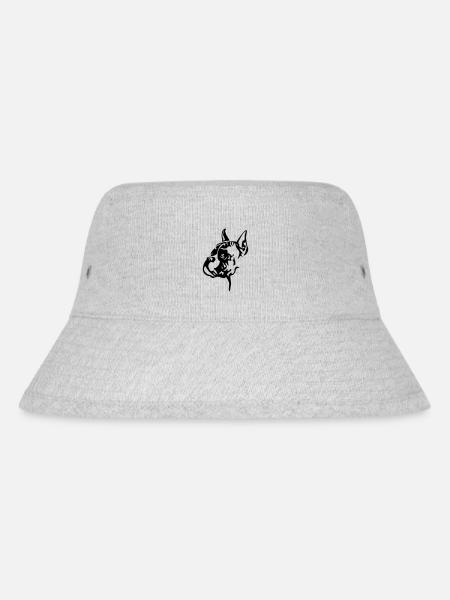 Docked boxer head - Stanley/Stella Recycled Bucket Hat - heather grey