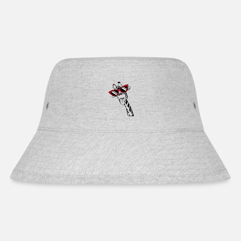 Giraffe mit Brille - Stanley/Stella recycelter Bucket Hat - Grau meliert