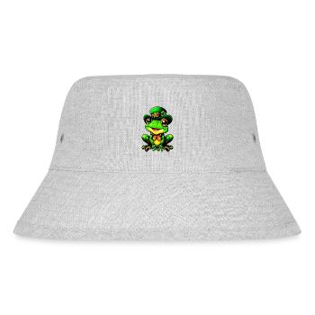 Der magische Sankt Patrick Tag Frosch - Stanley/Stella recycelter Bucket Hat - Grau meliert - Vorne