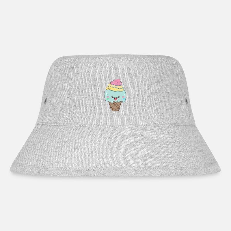 Kawaii Süßes fröhliches buntes Eis - Stanley/Stella recycelter Bucket Hat - Grau meliert