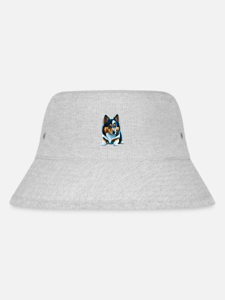 Liegender Shetland Sheepdog Corgi-Welpe - Stanley/Stella recycelter Bucket Hat - Grau meliert