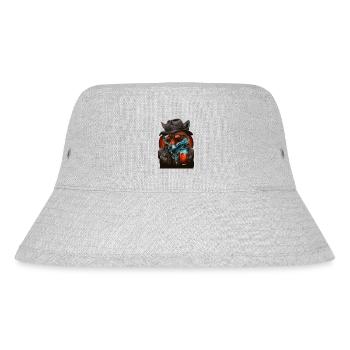 Cooler Gangster Fuchs mit Bier und Sonnenbrille - Stanley/Stella recycelter Bucket Hat - Grau meliert - Vorne