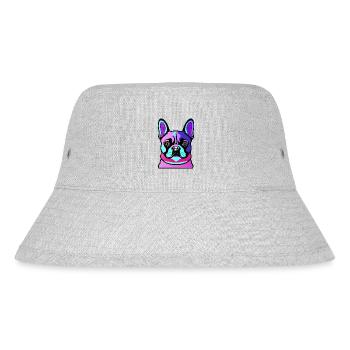 Glücklicher Hund. Glückliche Hunde. Französische Bulldogge - Stanley/Stella recycelter Bucket Hat - Grau meliert - Vorne