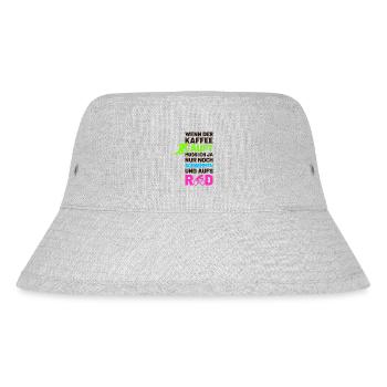 Kaffee läuft, noch schwimmen und aufs Rad - Stanley/Stella recycelter Bucket Hat - Grau meliert - Vorne