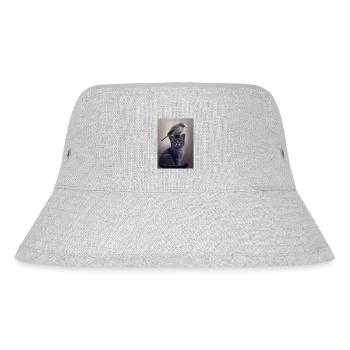 Vogel sitzt auf Katze - Stanley/Stella recycelter Bucket Hat - Grau meliert - Vorne