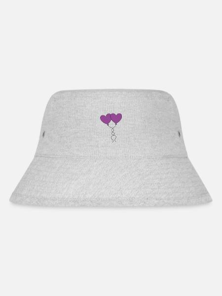 Herz violett Luftballon, Ballon, Valentinstag - Stanley/Stella recycelter Bucket Hat - Grau meliert