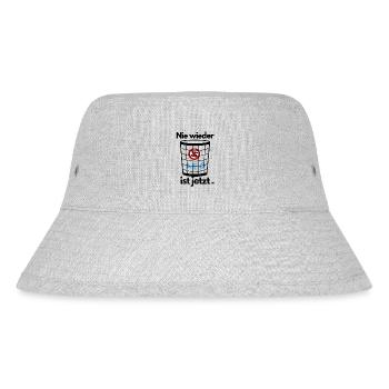 Nie wieder ist jetzt - Stanley/Stella recycelter Bucket Hat - Grau meliert - Vorne