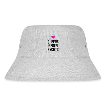 QUEERS GEGEN RECHTS - Stanley/Stella recycelter Bucket Hat - Grau meliert - Vorne