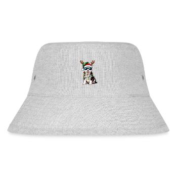 Christmas Husky - Stanley/Stella Recycled Bucket Hat - heather grey - Front