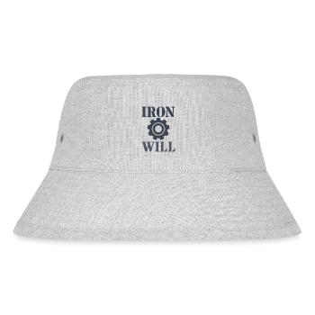 Iron Will – Stahl & Zahnrad - Stanley/Stella recycelter Bucket Hat - Grau meliert - Vorne
