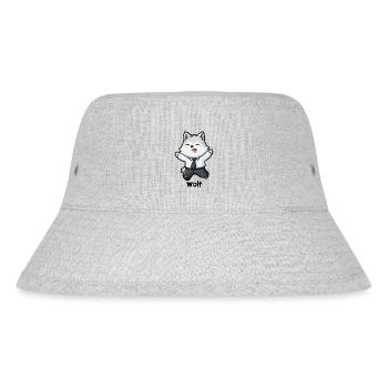 Cute Office Wolf Cartoon Character - Stanley/Stella Recycled Bucket Hat - heather grey - Front