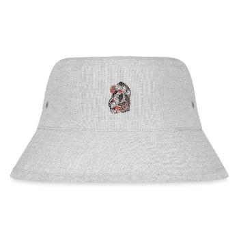 Linienblüten Muster mit rotem Akzent - Stanley/Stella recycelter Bucket Hat - Grau meliert - Vorne