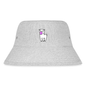 Lama Kaugummi Ganzkörper Stehend Frontal Süß Cool - Stanley/Stella recycelter Bucket Hat - Grau meliert - Vorne